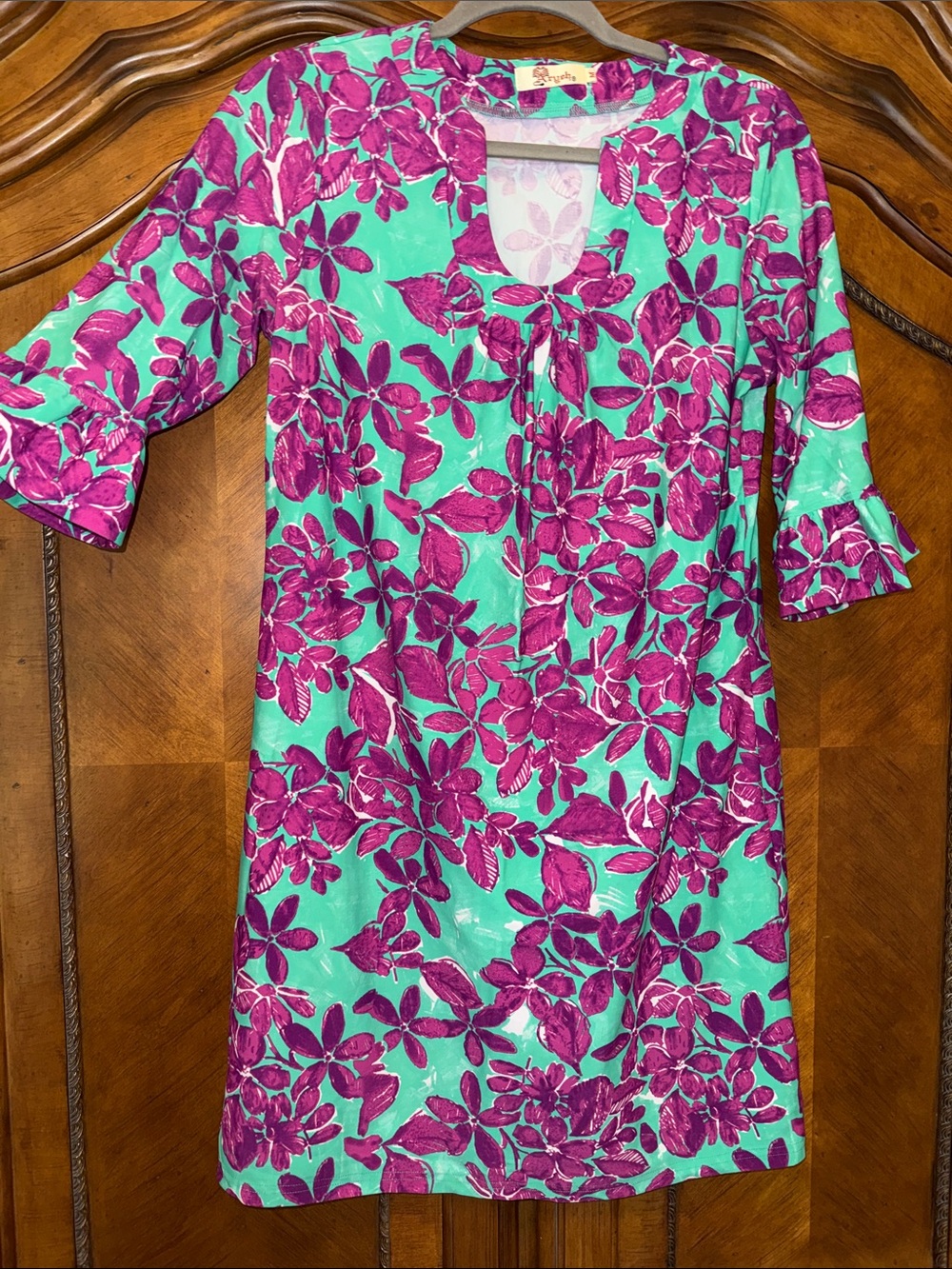 Aryeh Teal and Magenta Floral dress